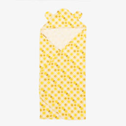 The Bonniemob-Желтое одеяло с капюшоном в клетку (96см) | Childrensalon Outlet