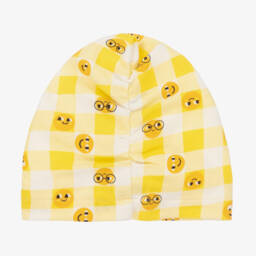 The Bonniemob-Yellow Cotton Check Baby Turban | Childrensalon Outlet