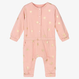 The Little Tailor-Baby Girls Pink Cotton Jumpsuit | Childrensalon Outlet