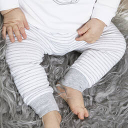 The Little Tailor-Baby Grey & White Stripe Cotton Trousers | Childrensalon Outlet