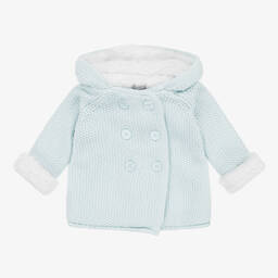 The Little Tailor-Голубое прогулочное вязаное пальто из хлопка для малышей | Childrensalon Outlet