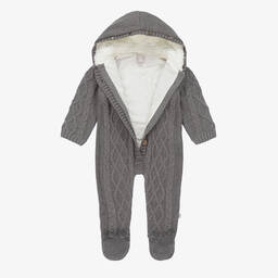 The Little Tailor-Dark Grey Knitted Pramsuit | Childrensalon Outlet
