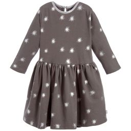 The Little Tailor-فستان قطن لون رمادي و فضّي برّاق | Childrensalon Outlet