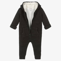 The Little Tailor-Grey Cotton Knitted Pramsuit | Childrensalon Outlet