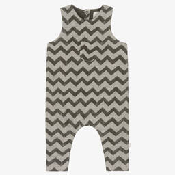 The Little Tailor-Grey Cotton Zigzag Dungarees | Childrensalon Outlet