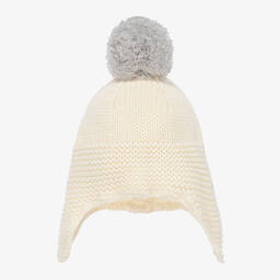 The Little Tailor-Ivory Cotton Knit Bobble Hat | Childrensalon Outlet