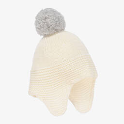 The Little Tailor-Ivory Cotton Knit Bobble Hat | Childrensalon Outlet