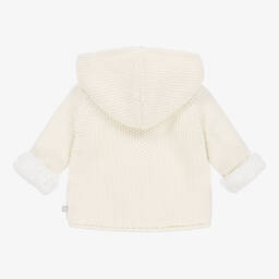The Little Tailor-Кремовое вязаное прогулочное пальто из хлопка с капюшоном | Childrensalon Outlet
