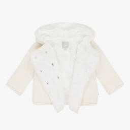 The Little Tailor-Кремовое вязаное прогулочное пальто из хлопка с капюшоном | Childrensalon Outlet