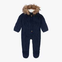 The Little Tailor-أوفرول للخروج قطن محبوك لون كحلي للأطفال | Childrensalon Outlet