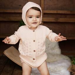 The Little Tailor-Pink Knitted Shorts Set | Childrensalon Outlet