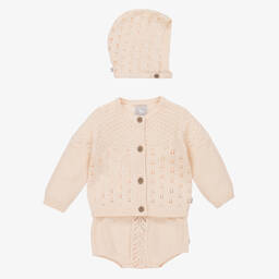 The Little Tailor-Pink Knitted Shorts Set | Childrensalon Outlet