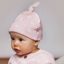 The Little Tailor-Pink & White Cotton Baby Hat | Childrensalon Outlet
