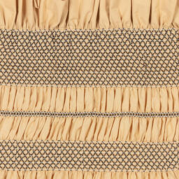 The Middle Daughter-Girls Beige Cotton Shirred Frill Dress | Childrensalon Outlet