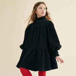 The Middle Daughter-Girls Black Corduroy Dress | Childrensalon Outlet