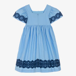 The Middle Daughter-Girls Blue Cotton & Lace Dress | Childrensalon Outlet