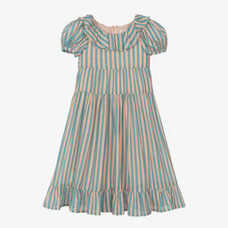 The Middle Daughter-Girls Blue & Pink Striped Cotton Dress | Childrensalon Outlet