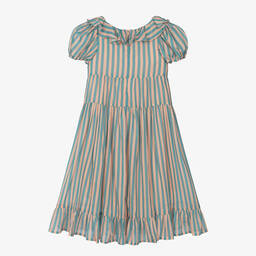 The Middle Daughter-Girls Blue & Pink Striped Cotton Dress | Childrensalon Outlet