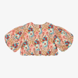 The Middle Daughter-بلوزة بطبعة ورود قطن لون زهري للبنات | Childrensalon Outlet
