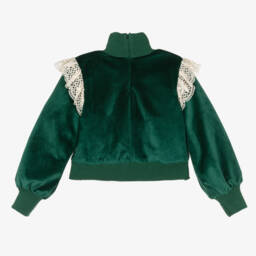 The Middle Daughter-Girls Emerald Velvet Lace Top | Childrensalon Outlet