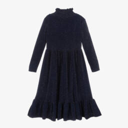 The Middle Daughter-Girls Navy Glitter Tiered Dress | Childrensalon Outlet
