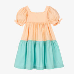 The Middle Daughter-Girls Pink & Aqua Blue Cotton Dress | Childrensalon Outlet