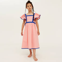 The Middle Daughter-Girls Pink & Blue Cotton Dress | Childrensalon Outlet