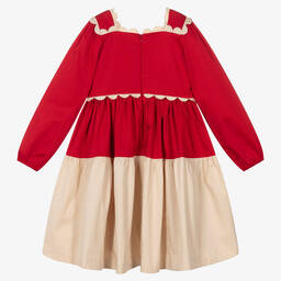 The Middle Daughter-Кремово-красное платье с фестонами | Childrensalon Outlet