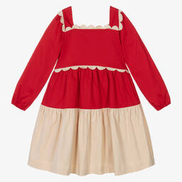 The Middle Daughter-Кремово-красное платье с фестонами | Childrensalon Outlet