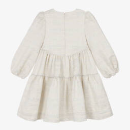 The Middle Daughter-Girls Silver Lurex Tiered Dress | Childrensalon Outlet