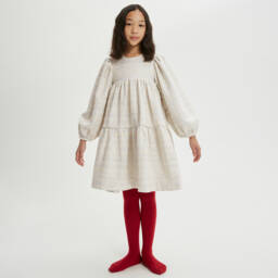The Middle Daughter-Girls Silver Lurex Tiered Dress | Childrensalon Outlet