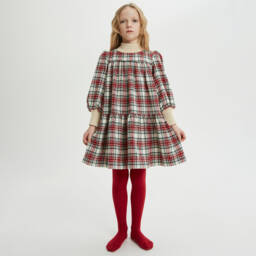 The Middle Daughter-Girls Tiered Red Check Dress | Childrensalon Outlet