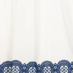 The Middle Daughter-Girls White & Blue Cotton Tiered Dress | Childrensalon Outlet