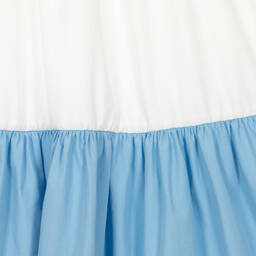 The Middle Daughter-Girls White & Blue Tiered Dress | Childrensalon Outlet
