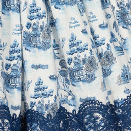 The Middle Daughter-Girls White & Blue Willow Pattern Dress | Childrensalon Outlet