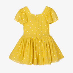 The Middle Daughter-Girls Yellow Cotton Polka Dot Dress | Childrensalon Outlet