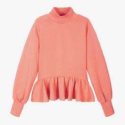 The Middle Daughter-Teen Girls Coral Pink Peplum Sweatshirt | Childrensalon Outlet