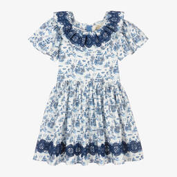 The Middle Daughter-Teen Girls White & Blue Willow Pattern Dress | Childrensalon Outlet