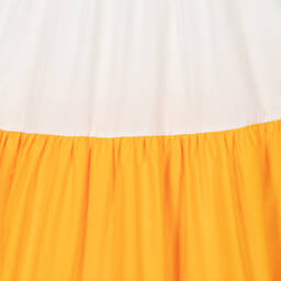 The Middle Daughter-فستان بطبقات قطن لون أبيض وبرتقالي للمراهقات | Childrensalon Outlet