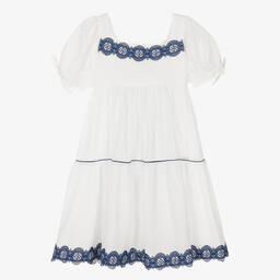 The Middle Daughter-Teen Girls White Tiered Cotton Dress | Childrensalon Outlet