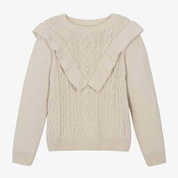 The New Society-Girls Beige Cashmere & Wool Knit Jumper | Childrensalon Outlet