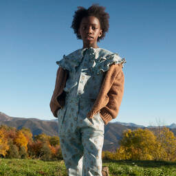 The New Society-Голубая хлопковая блузка в цветочек | Childrensalon Outlet