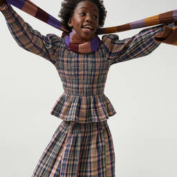 The New Society-Girls Blue & Pink Check Cotton Blouse | Childrensalon Outlet