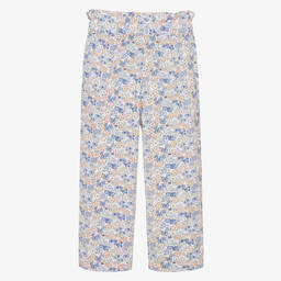 The New Society-Girls Blue & Pink Floral Cotton Trousers | Childrensalon Outlet