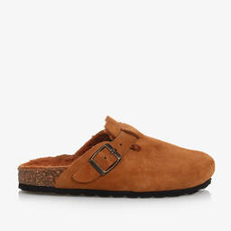 The New Society-Girls Brown Suede Leather Clogs | Childrensalon Outlet