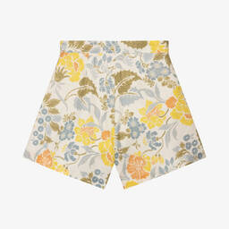 The New Society-Girls Ivory & Blue Botanic Shorts | Childrensalon Outlet