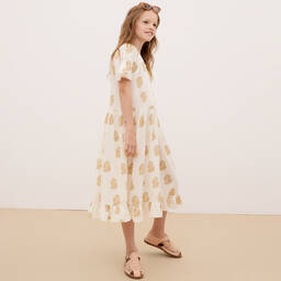 The New Society-Girls Ivory Cotton Floral Dress | Childrensalon Outlet