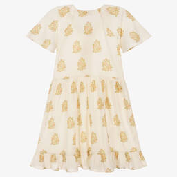 The New Society-Girls Ivory Cotton Floral Dress | Childrensalon Outlet