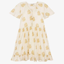The New Society-Girls Ivory Cotton Floral Dress | Childrensalon Outlet