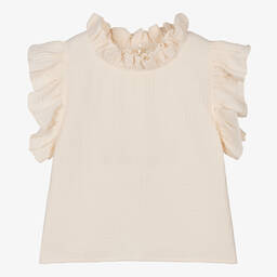 The New Society-Girls Ivory Cotton Ruffle Blouse | Childrensalon Outlet